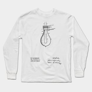 Incandescent Electric Lamp Vintage Patent Hand Drawing Long Sleeve T-Shirt